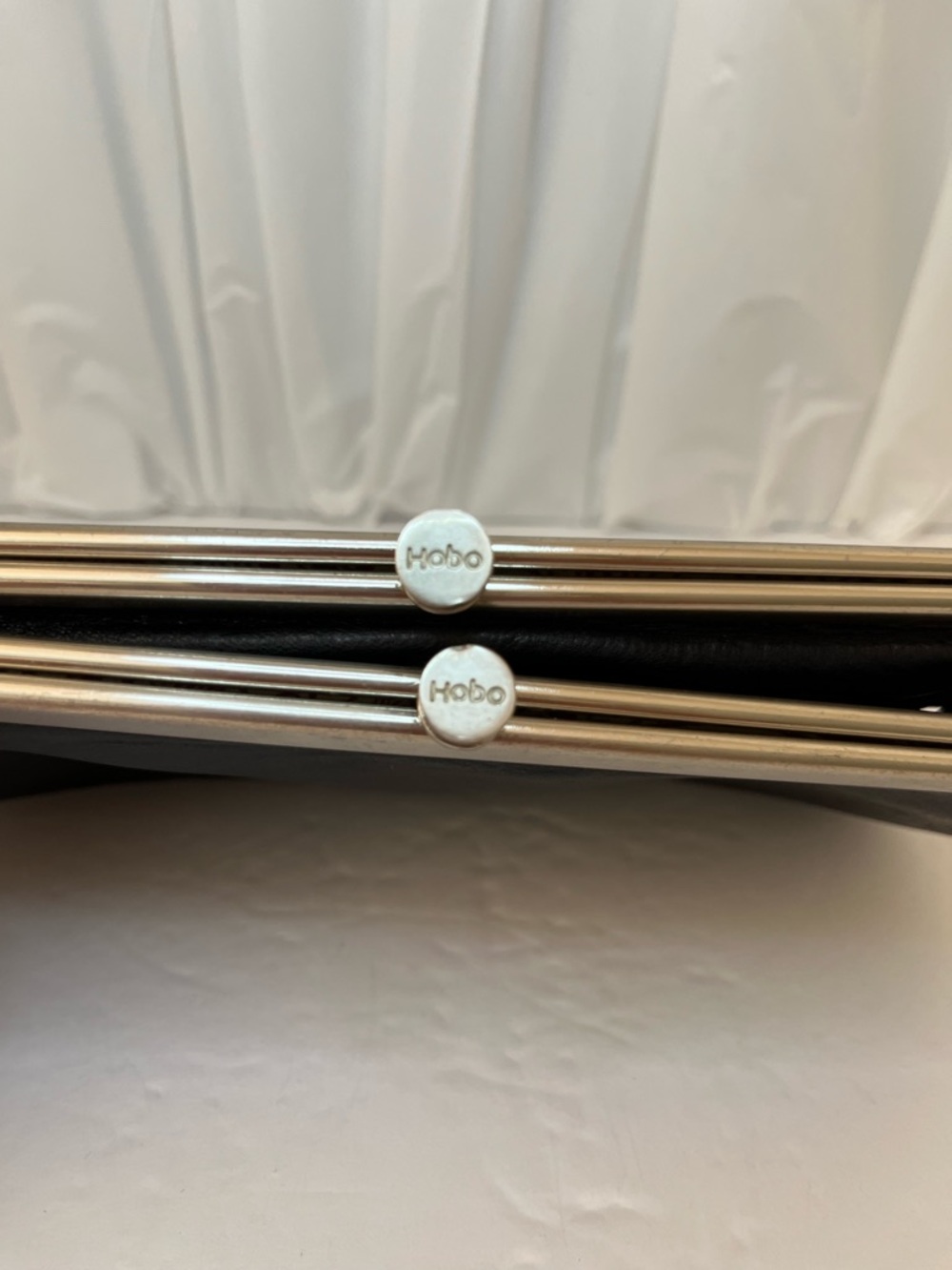 HOBO Black Leather Frame Clutch with Silver Trim - Picture 2 of 14